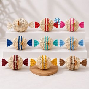Panier à bonbons en rotin, plusieurs couleurs, panier cadeau Ramadan Aïd, support à friandises en forme de bonbon, couleur naturelle, vente en gros OEM ODM, meilleur prix - Product Image 1