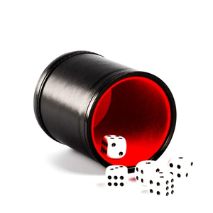 Leather <b>Dice</b> Cup with 7 White <b>Dice</b> Set for Storage and Gaming Use - Product Image 5
