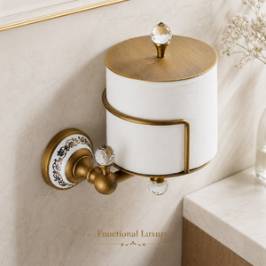 Antique Brass Toilet Paper Holder with Lid Wall Mounted Bathroom Tissue Holder Vintage Decorative Bathroom Hardware <b>Crystal</b> <b>Knob</b> - Product Image 4