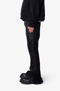 2026 High Quality Custom Cotton Casual American Highstreet Brand Breathable Quick Dry MidRise Straight Black Waxed Wash Men's - Product Image 3