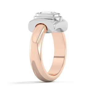 Two Tone Oval Cut Lab Grown Diamond Wrap <b>Rings</b> Double Bezel <b>Domed</b> Shank Thick Statement Cocktail Bands Women 14K Gold Wholesale - Product Image 6