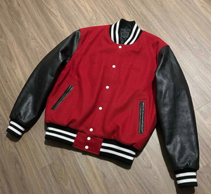 Bulk Wholesale Custom Wool Canvas Varsity Letterman Jackets with Stand Collar and Front Logo OEM - Product Image 1