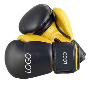 Gants de boxe en cuir noir et jaune, à lacets, pour adultes, pour l'entraînement - Product Image 4