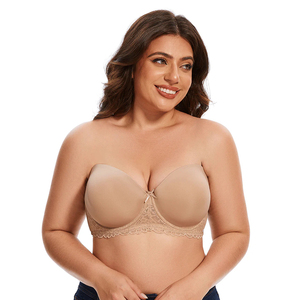 Sujetador Push-Up para Mujer, Copa 3/4, con Aros, Tirantes Ajustables, Espalda en Y, Encaje, Color Sólido, Tejido Sin Costuras, Spandex, Nailon, Lavable a Máquina - Product Image 2
