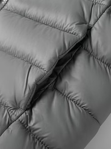 Professional Jacket OEM Hooded Down Puffer Jacket <b>Windproof</b> Solid Color Zipper Closure Casual Winter Wear Regular Fit Gray - Product Image 6