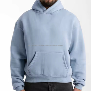 Sweat à capuche ample pour homme avec logo personnalisé, 100% coton, tissu éponge français, poids lourd, sans cordon, capuche d'hiver, coupe ample - Product Image 1