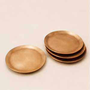 Handmade Pure Copper Coasters Set for Drinks Heavy Duty Solid Copper Round <b>Cup</b> <b>Mats</b> With Antique Patina Finish Minimalist Table - Product Image 5