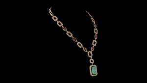 สร้อยคอจี้เงินแท้ชุบทองคำขาวประดับมรกต เพชรเจียระไนทรงบริลเลียนท์ที่เพาะเลี้ยงในห้องปฏิบัติการ ประดับด้วยทับทิมสีชมพูที่ได้รับการรับรอง หรูหรา - Product Image 2