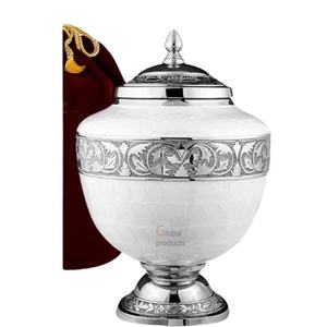 Urna Conmemorativa de Metal Plateado y Blanco, la Más Hermosa, para Cenizas Humanas - Product Image 1