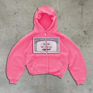 Zipper Hoodie Women Street New American <b>Hip</b> Hop Joker Pattern 2026 Fleece <b>Padded</b> Sweatshirt Unisex Casual Hoodie - Product Image 2