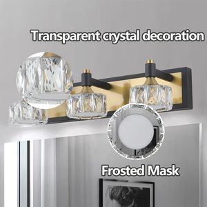Elegante Applique da Bagno Moderna in Cristallo da 20 Pollici, Lampada a 3 Luci con Finitura Nero-Oro, Elegante Illuminazione per il Bagno - Product Image 5
