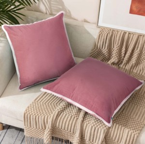 Decorative Throw Pillow <b>Cover</b> Soft Velvet <b>Cushion</b> <b>Cover</b>, Sofa and Bedroom Pillow Case 18" x 18" Pink - Product Image 1