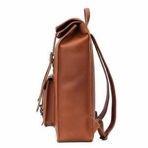 Travel Ready Leather <b>Roll</b> Top <b>Backpack</b> Luggage Strap Rucksack For Airport Commute Business Laptop Bag LRTB-0151 - Product Image 3