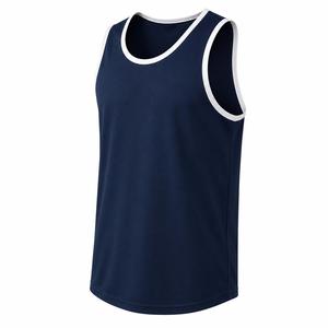 <b>Top</b> Trending Men's <b>Navy</b> Blue O-Neck Sleeveless Tank <b>Top</b> Solid Color Knitted Breathable Polyester Eco-Friendly Quick Dry Sporty - Product Image 3