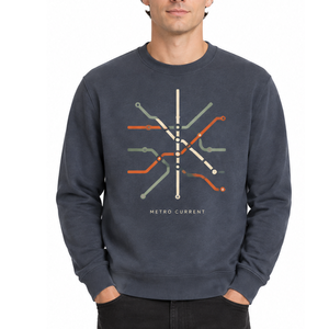 Sudadera Personalizada OEM en Gris Pizarra Oscuro con Diseño Retro de Mapa de Transporte Público, Líneas de Metro y Gráficos de Metro - Product Image 1