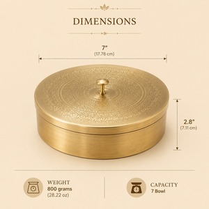 SHUBHAM Brass Spice <b>Box</b> Herbal Storage Tray Hammered Mandala Lid 7 Compartment Seasoning Organizer Food Grade Dishwasher Safe - Product Image 3