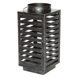 Galvanized Metal <b>Lantern</b> Slatted <b>Candle</b> Holder Wholesale Vintage Geometric Cutout <b>Outdoor</b> Patio Garden Decorative <b>Lantern</b> - Product Image 1