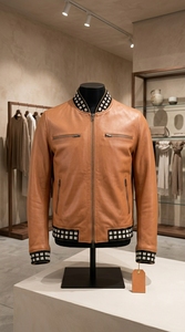 Premium Genuine Leather Winter Casual Jackets for <b>Men</b> Stand Collar Waterproof Zipper Dyed Washed Front Soft Comfortable Durable - Product Image 4