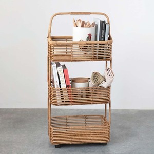 Natural rattan <b>storage</b> rack 3 tier wicker basket stand excellent quality hand-crafted shelves - Product Image 2