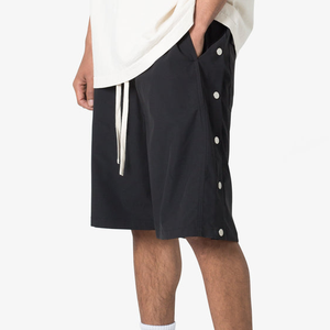 Shorts décontractés pour hommes en polyester/coton noir respirant, tricotés, avec logo imprimé sur le devant et cordon de serrage à la taille, style sport - Product Image 4