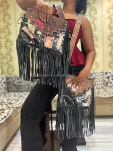 กระเป๋าหนังผู้หญิงอเนกประสงค์แบบมีสไตล์สไตล์ตะวันตกประดับด้วยเครื่องมือใสเครื่องมือแกะสลักสไตล์ร็อค - Product Image 5