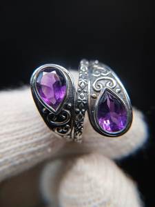 Sterling <b>Silver</b> Amethyst <b>Ring</b> Size 8 5 Handmade Gemstone <b>Ring</b> Made In India Jewelry Gift For Women Elegant - Product Image 2