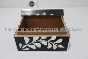 Juego de 2 Cajas de Joyería de Madera con Incrustaciones de Hueso, Diseño Novedoso, Hechas a Mano, Elegantes Cajas de Madera y Nácar para Tocador - Product Image 4