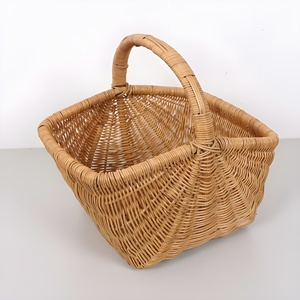 Semi Circle Round Rattan Cane Picnic Baskets Wholesale Wicker Basket <b>Hamper</b> for Camping Food <b>Storage</b> - Product Image 2