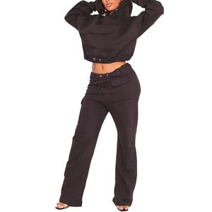 Haute qualité Logo personnalisé polaire Jogging costume à capuche femmes décontracté survêtements recadrée hauts courts unisexe 6XL hiver 2026 - Product Image 1