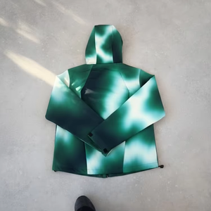Veste coupe-vent à capuche pour homme, imprimé dégradé vert par sublimation, coupe classique, vêtements de sport d'hiver - Product Image 2