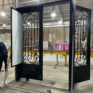 Puertas Frontales de Hierro Forjado Personalizadas con Vidrio Templado, Puertas de Entrada de Hierro Modernas para Diseño de Seguridad Exterior de Casas de Lujo - Product Image 2