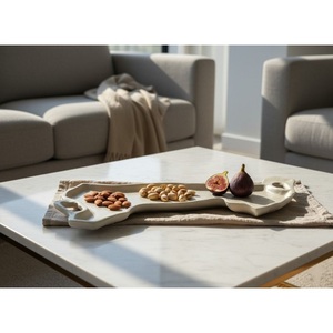 Bandeja moderna de hormigón artesanal con forma de barco para frutas, centro de mesa para mesa de café y decoración de comedor, bandeja ovalada grande para masa. - Product Image 6