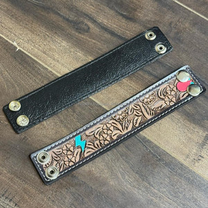 Women's Trendy Fashion Hand <b>Tooled</b> <b>Leather</b> Cuff Bracelet Handmade Genuine Cowhide <b>Leather</b> Cuff Strap Wide Belt Bangle Wristbands - Product Image 6
