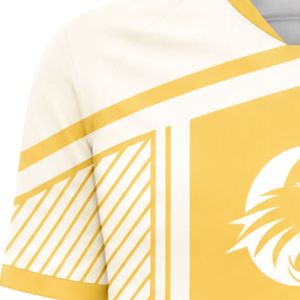 ชุดเสื้อฟุตบอลสีทองและสีขาวแบบกำหนดเอง ชุดยูนิฟอร์มทีมฟุตบอลระบายอากาศได้ดี ชุดแข่งขันสำหรับนักกีฬา Alibaba.com - Product Image 6