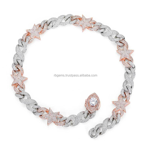 Collar de Cadena de Cuerda Personalizado de Plata de Ley 925 con Baño de Rodio y Diamantes VVS de 20K LG Certificados, un Regalo Moderno para Hombre - Product Image 1