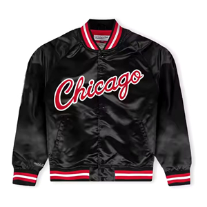 Veste de baseball universitaire unisexe personnalisée de haute qualité pour l'hiver, col montant, broderie sur le devant, style Letterman - Product Image 2