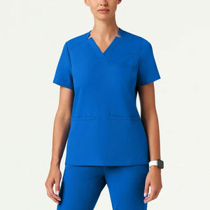 High Quality Knitted Nursing Wear Set Two Pockets Comfortable Slim Fit Women's <b>Scrub</b> <b>Tops</b> Customized Color Polyester Wholesale - Product Image 1