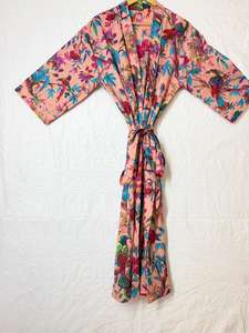 ชุดคลุมกิโมโนผ้าฝ้ายพิมพ์ลายดอกไม้ คอวี มีเชือกผูก สำหรับผู้หญิง น้ำหนักเบา ระบายอากาศได้ดี เหมาะสำหรับใส่คลุมชุดว่ายน้ำในช่วงฤดูร้อน - Product Image 4