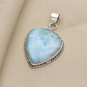 Colgante de Larimar en Forma de Pera, Plata de Ley 925, Estilo Vintage, Joyería Elegante, Regalo para Mujer, Collar - Product Image 6