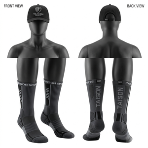 Premium 220 GSM Cotton Polyester Handball <b>Socks</b> Black Grey Cushioned Panel Design Custom Knit Logo - Product Image 4