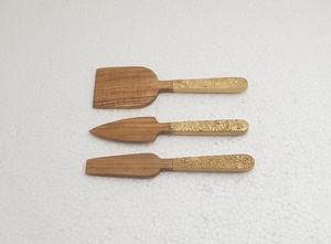 Nouveau Look cuillère à manger en bois couverts ensemble de Table Top qualité Designer argent poignée en béton couverts coupe de fromage - Product Image 2