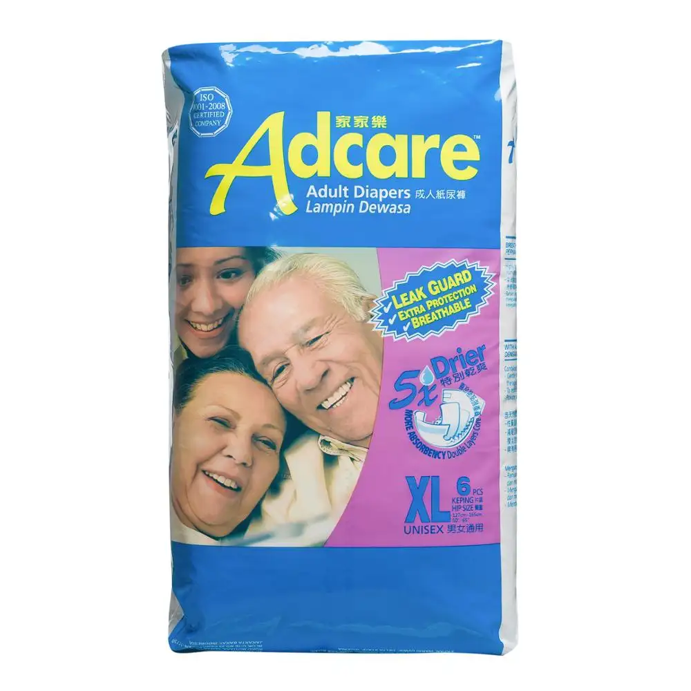 2024 Preferred Wholesale Adcare Adult Diapers XL 6S Protective Leak Guard Double Layers Plus Super Absorbent Gel