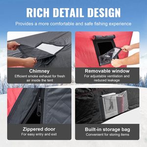 "4-6 Person Insulated Winter Ice Fishing <b>Tent</b> 50 Sq Ft Fishable Area Portable Thermal Ice Shanty" - Product Image 5