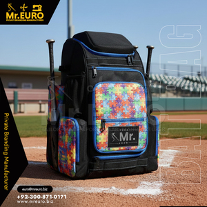 กระเป๋าเป้สะพายหลังเบสบอลแบบกำหนดเอง รุ่น MEMC-BG-0012 จาก Mr. Euro Manufacturing ลายพิมพ์จิ๊กซอว์หลากสี ผลิตจากผ้าโพลีเอสเตอร์ พร้อมช่องใส่ไม้เบสบอลสำหรับใช้ในการเล่น - Product Image 3
