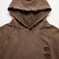 Sweat à capuche unisexe personnalisé, délavé à l'acide, effet soleil, en tissu épais, brodé, uni, coupe oversize, vieilli et délavé au soleil