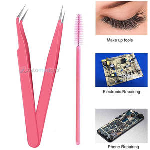 Pinces à cils courbées professionnelles pour l'application de cils, pinces à cils à pointe droite pour les techniciennes professionnelles en extension de cils - Product Image 2