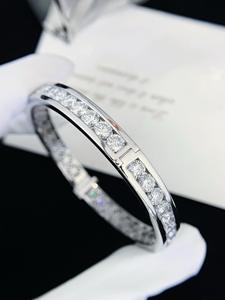 Beautiful Design Round Cut Moissanite Diamond <b>Bangle</b> Bracelet Bezel <b>Set</b> Classic Style Women Jewelry Gift Moissanite Fine Jewelry - Product Image 2
