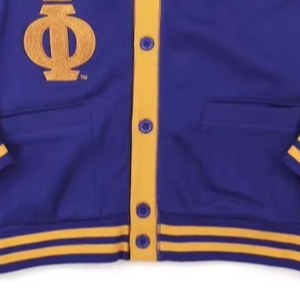 Omeg Psi Phi <b>Cardigan</b> with Chenille Logos 100% Cotton Simple Casual Solid Design for Women - Product Image 3