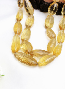 สร้อยคอประดับด้วยลูกปัดรูปไข่เหลี่ยมเพชรพลอยจากหินควอตซ์น้ำผึ้งธรรมชาติ สำหรับทำเครื่องประดับชั้นดี - Product Image 5