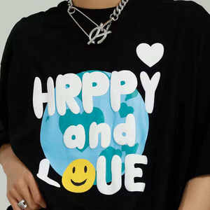 เสื้อยืดพิมพ์ลายโฟม 100% ผ้าฝ้าย คอกลม ทรงโอเวอร์ไซส์ เสื้อยืดพิมพ์ลายพัฟฟ์สำหรับผู้ชาย - Product Image 2